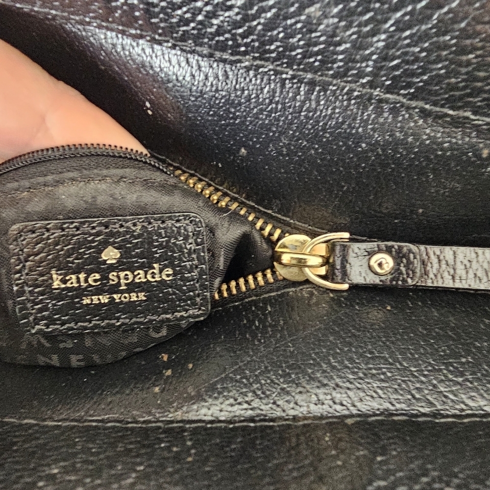Kate Spade Black Leather Large Tote Shoulder Bag Work Purse - Picture 11 of 15